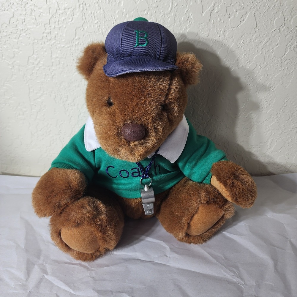 Vintage 1991 Gund Lands End Coach Teddy Bear Limited Edition Plush Whistle Hat